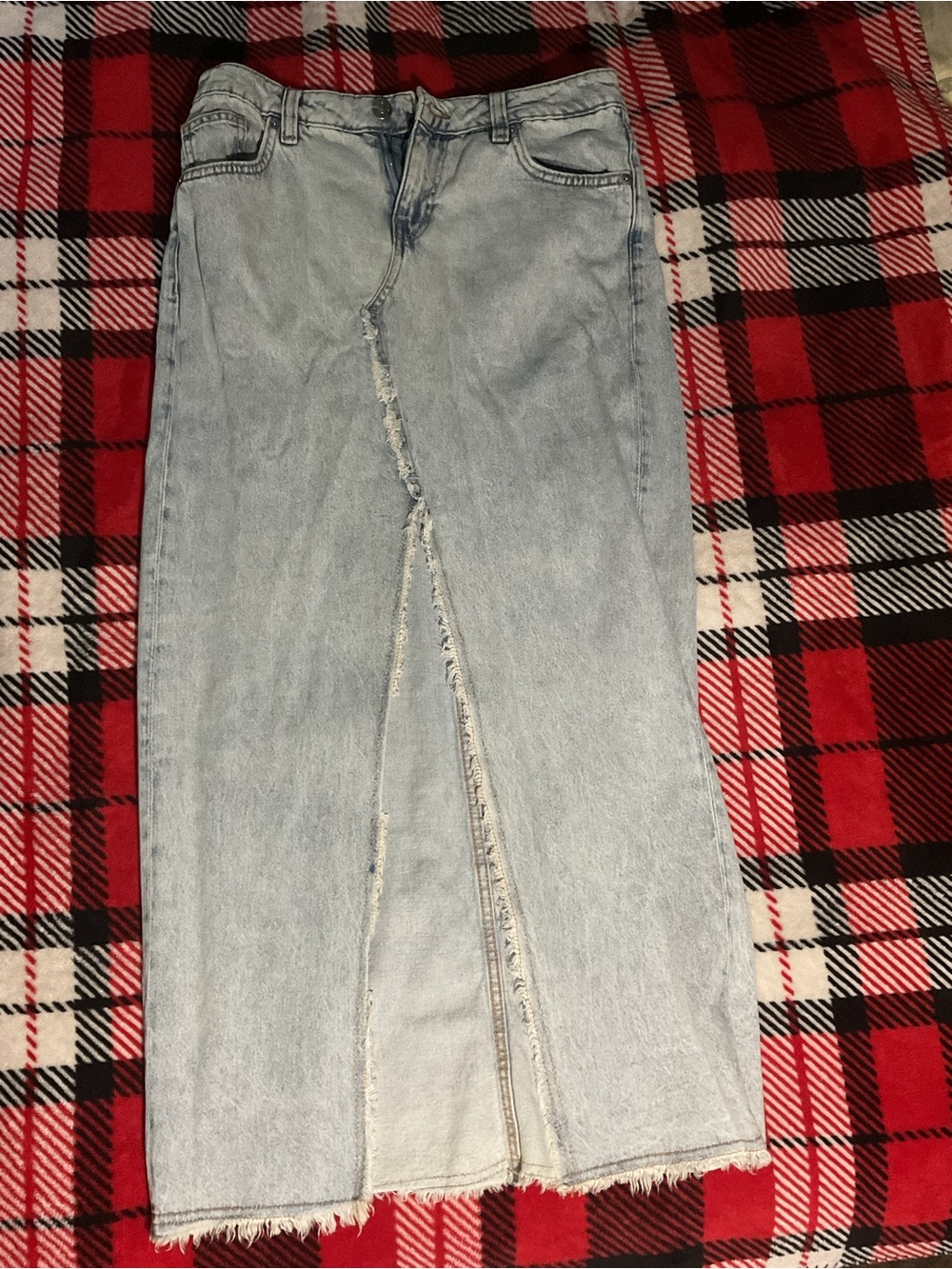 H&M Light Blue Denim Skirt-Jeans with Front Slit